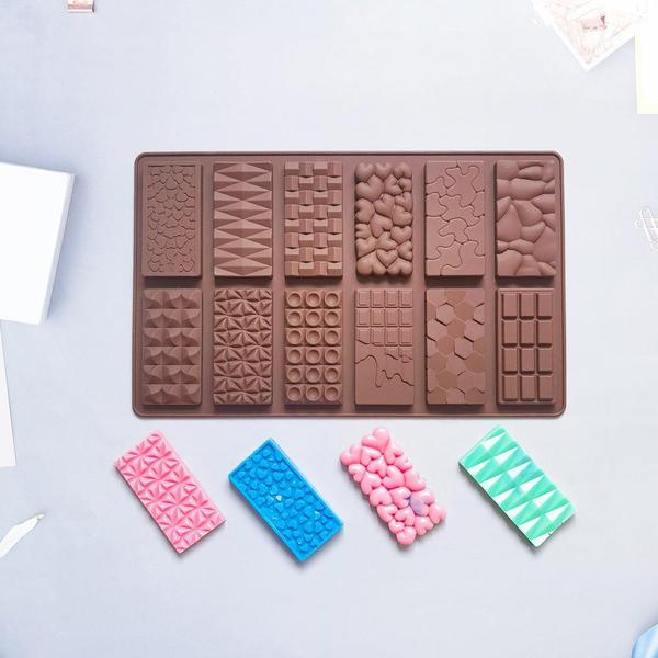 Силиконовая форма для шоколада плитки 12 ячеек