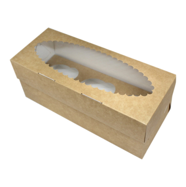 Упаковка крафт двухсторонняя, 250x100x100мм, на 3 капкейка