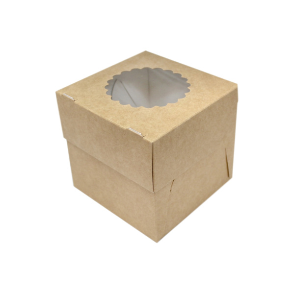 Упаковка крафт двухсторонняя,100x100x100мм, на 1 капкейк