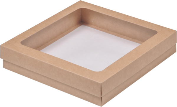 Коробка 200х200х40 для клубники в шоколаде, Крафт