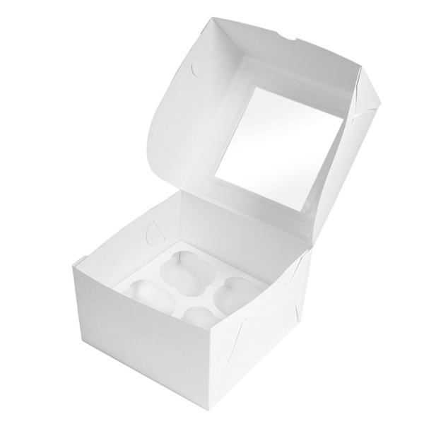 Упаковка белая 160x160x100мм, на 4 капкейка