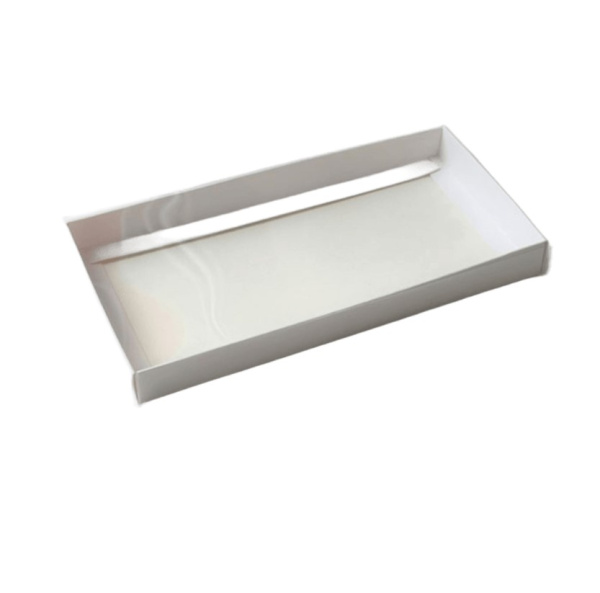 Коробка под дубайский шоколад с пластиковой крышкой 180*90*25 мм (белая)