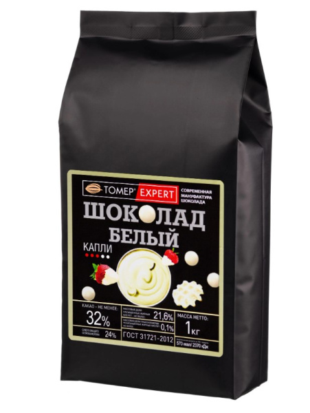 Шоколад Белый 32,5% в каллетах (каплях) - Томер Эксперт 1000 г