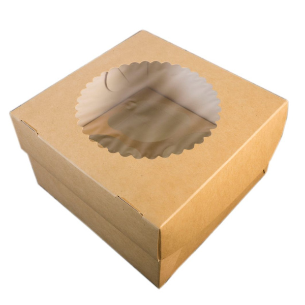 Упаковка крафт двухсторонняя, 160x160x100мм, на 4 капкейка